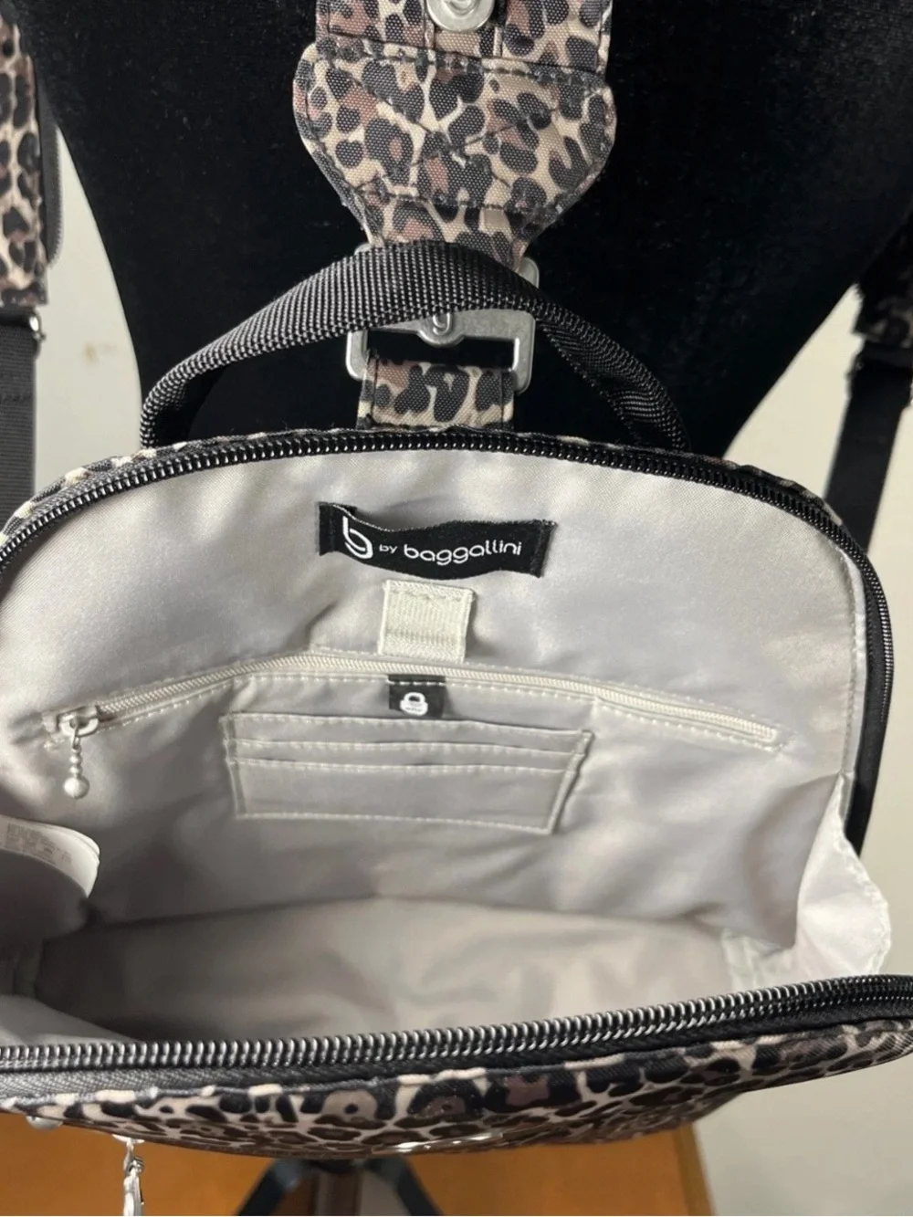 Baggallini Leopard Print Backpack in Brown and Black